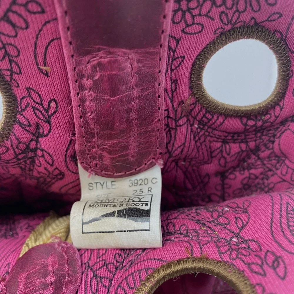 Smoky Mountain Boots Kids Pink Tan Leather Western Cowboy Boots Size‎ 2.5 R